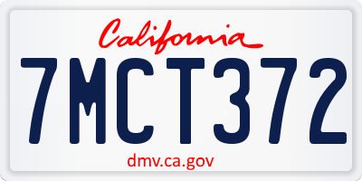 CA license plate 7MCT372