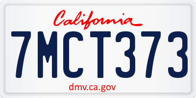 CA license plate 7MCT373