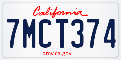 CA license plate 7MCT374