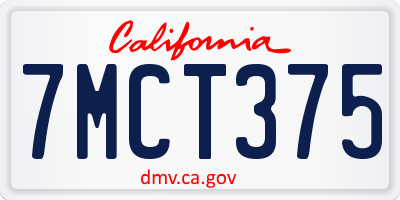CA license plate 7MCT375