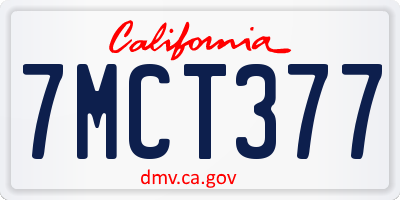 CA license plate 7MCT377