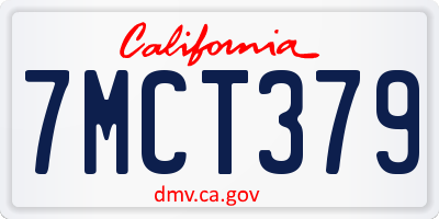 CA license plate 7MCT379