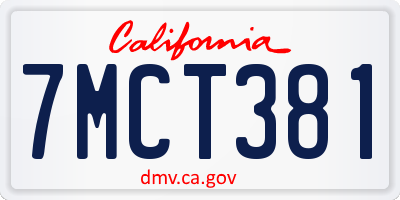 CA license plate 7MCT381