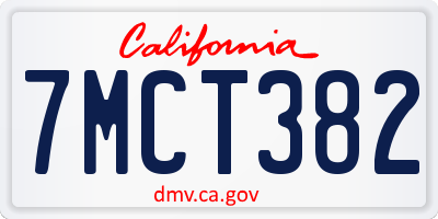 CA license plate 7MCT382
