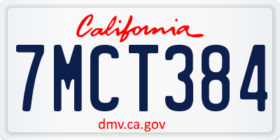 CA license plate 7MCT384