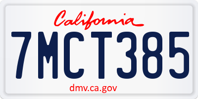 CA license plate 7MCT385
