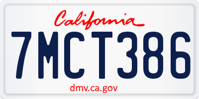 CA license plate 7MCT386