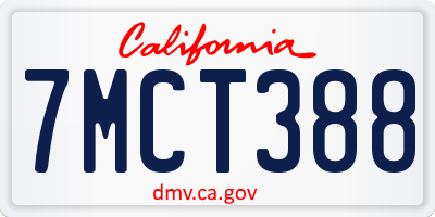 CA license plate 7MCT388