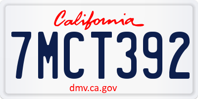 CA license plate 7MCT392