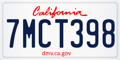 CA license plate 7MCT398