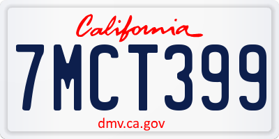 CA license plate 7MCT399