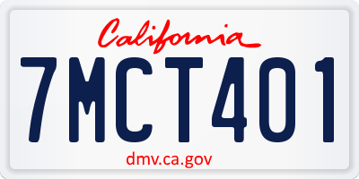CA license plate 7MCT401