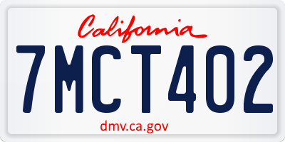 CA license plate 7MCT402