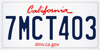 CA license plate 7MCT403