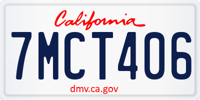 CA license plate 7MCT406