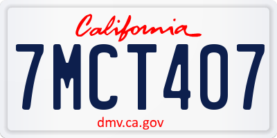 CA license plate 7MCT407