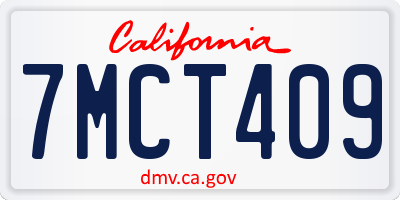 CA license plate 7MCT409
