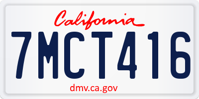 CA license plate 7MCT416