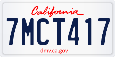 CA license plate 7MCT417