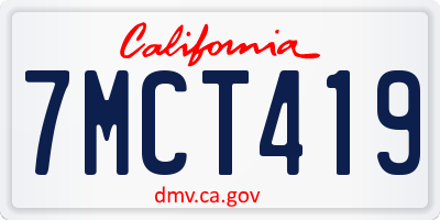 CA license plate 7MCT419
