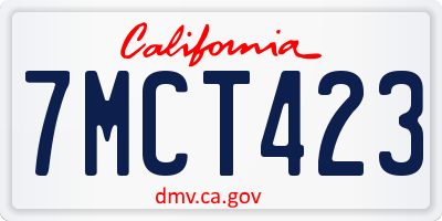 CA license plate 7MCT423