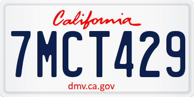 CA license plate 7MCT429