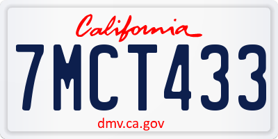 CA license plate 7MCT433