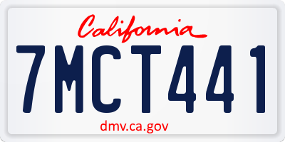 CA license plate 7MCT441