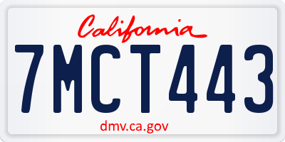 CA license plate 7MCT443