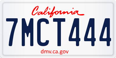 CA license plate 7MCT444