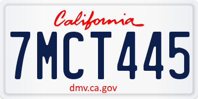 CA license plate 7MCT445