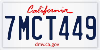 CA license plate 7MCT449