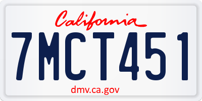 CA license plate 7MCT451