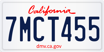 CA license plate 7MCT455