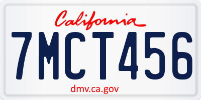 CA license plate 7MCT456