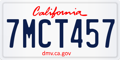 CA license plate 7MCT457
