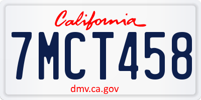 CA license plate 7MCT458