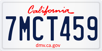 CA license plate 7MCT459