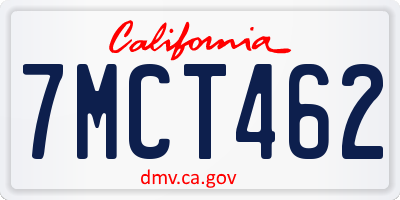 CA license plate 7MCT462