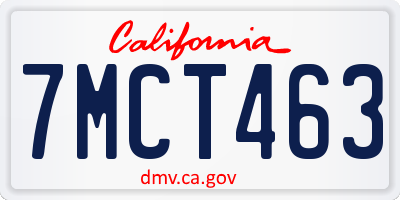 CA license plate 7MCT463
