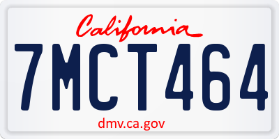 CA license plate 7MCT464