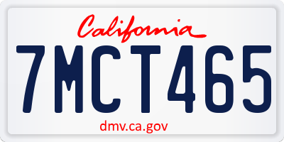 CA license plate 7MCT465