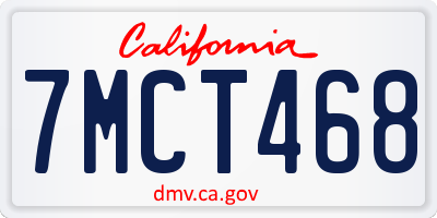 CA license plate 7MCT468