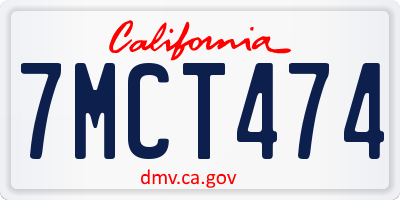 CA license plate 7MCT474