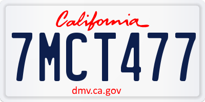 CA license plate 7MCT477