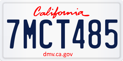 CA license plate 7MCT485