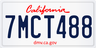CA license plate 7MCT488