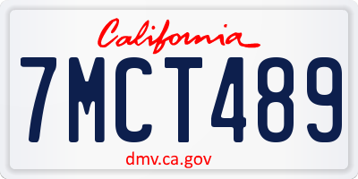 CA license plate 7MCT489