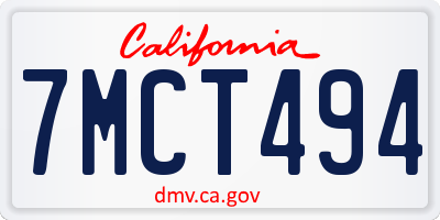CA license plate 7MCT494