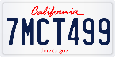 CA license plate 7MCT499